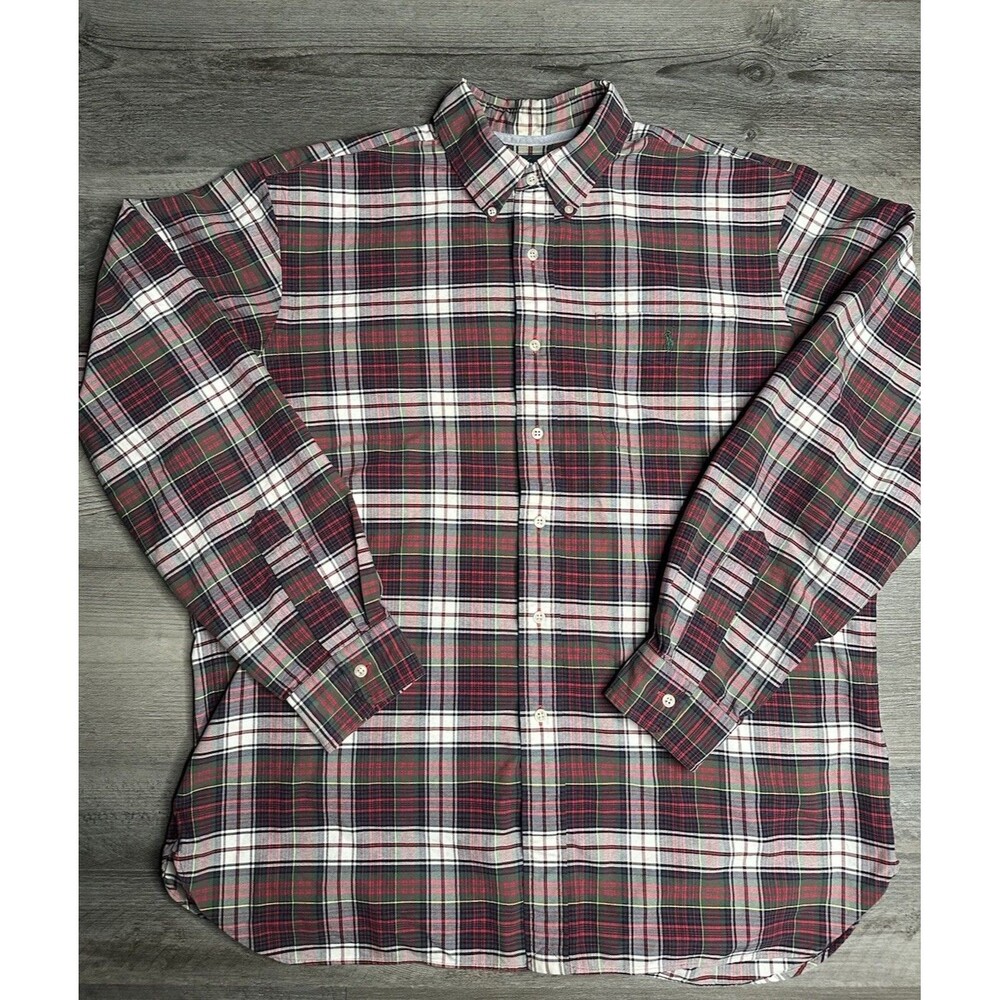 Polo Ralph Lauren Plaid Button Up Shirt Mens XL Green Blue/ Red Classic Fit